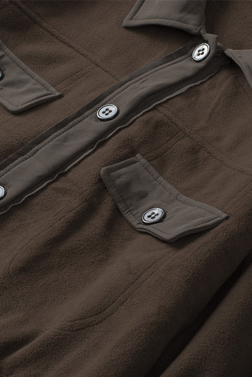 Turn Down Collar Buttoned Shirt Jacket